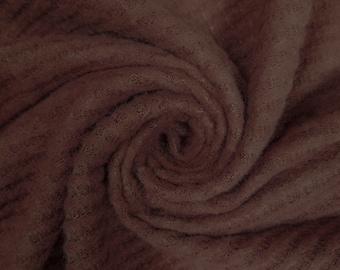 Red Brown Waffle Brush Poly Rayon Spandex Knit Fabric by the Yard- Style 707