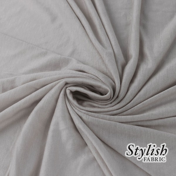 SILVER Rayon Jersey Knit Fabric Silver Tissue Knit Fabric by the yard Apparel Dress Shirt Arts and Crafts Fabric - STYLE 13237