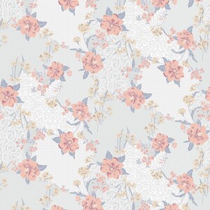Pale Blue Peach Printed 100% Rayon Crepon Fabric by the Yard-Style P-1804-636