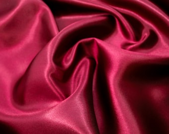 60" inches Wide - by The Yard - Charmeuse Bridal Satin Fabric for Wedding, Apparel, Crafts, Decor, Costumes (BURGUNDY - 1 YARD)