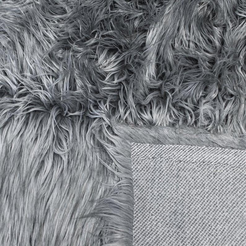 throws Extra Long Charcoal Luxury Shaggy Faux Fur Fabric by the yard for costume photo props 1 Yard Style 5026 home furnishing