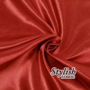 Red Bridal Wedding Satin Fabric by the yard for Bridesmaid Dress Table Cover Wedding Decoration  - Style 2907