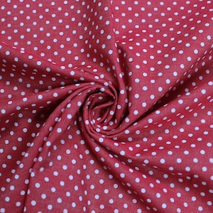 Red Chambray Dot Pin Woven Cotton Fabric by the Yard  , Swatch , Sample - Style- 3267