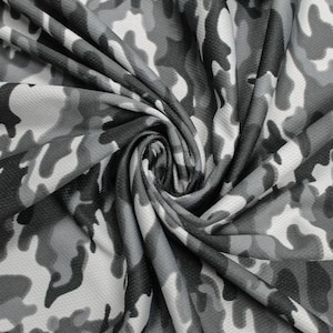 Charcoal Camouflage Dimple Mesh Poly Stretch Sports Knit Fabric by the Yard - Style 2009