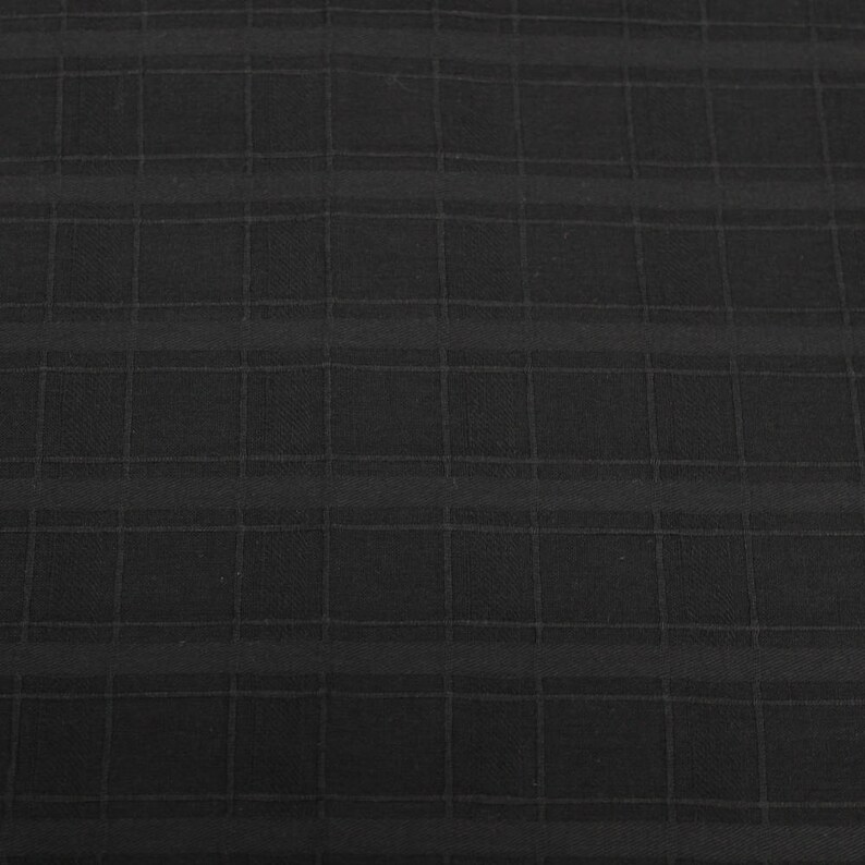 Black Jacquard Plaid Pattern on Woven Cotton Fabric by the Etsy