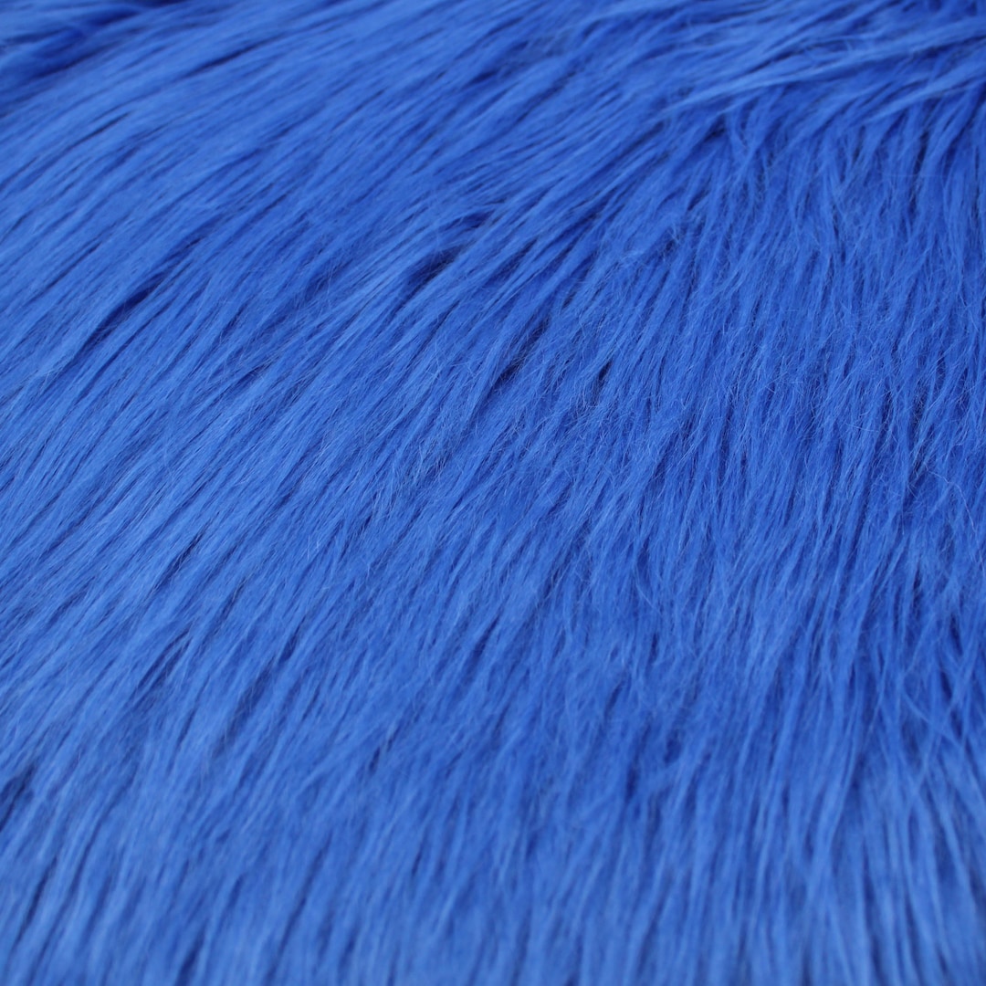 Royal Blue Faux Fur Fabric Long Pile Mongolian Style 5000 Etsy