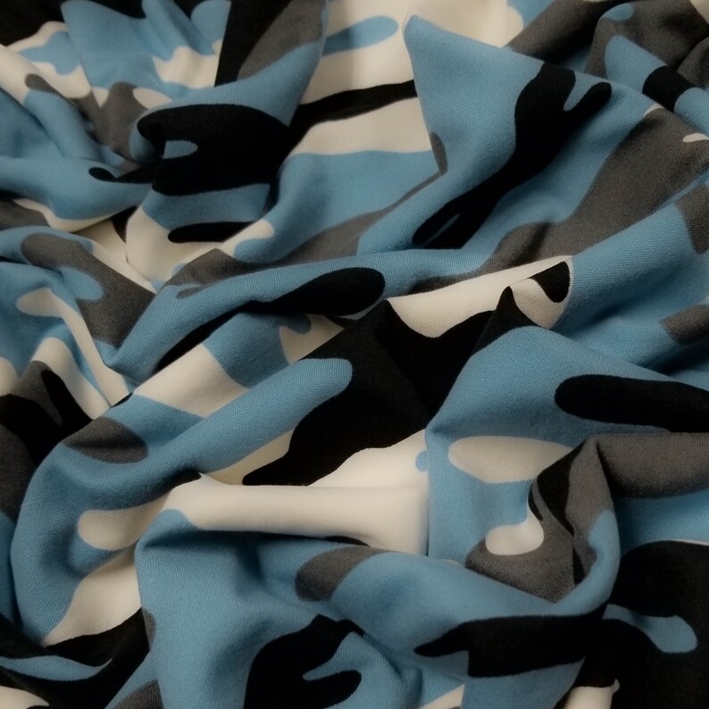 Baby Blue Grey Camouflage Pattern Printed on Poly Spandex DTY - Etsy