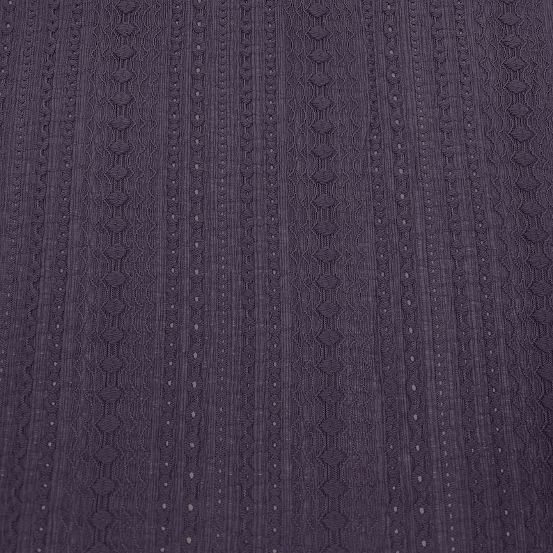 Eggplant Solid Color Eyelet Design Jacquard Stretch Knit Fabric by the Yard Style 845 image 2
