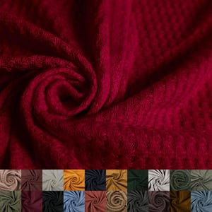 59&quot; Wide Rayon Spandex Waffle Open Knit Fabric by The Yard-210GSM. Breathable, for Sewing, Apparel, and DIY Projects, Red Deep #659