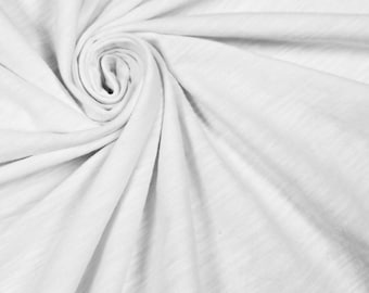 60" Wide Slub Cotton Spandex Jersey Knit Fabric by the Yard - (170 GSM) Medium Weight, 2-Way Stretch, Breathable. Off White #781