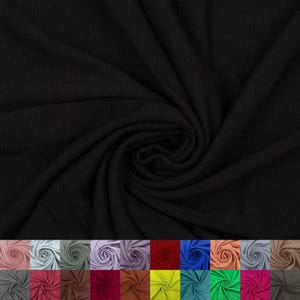 Tessuto in maglia jersey spandex rayon modale largo 60&quot; tagliato su misura (225 GSM) - Peso medio, elasticizzato in 4 direzioni, traspirante - Nero # 765