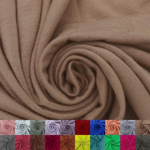 Tessuto in maglia jersey spandex rayon modale largo 60&quot; tagliato su misura (225 GSM) - Peso medio, elasticizzato in 4 direzioni, traspirante - marrone chiaro n. 765
