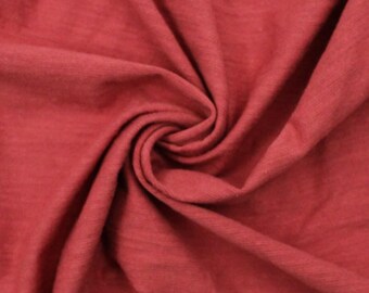 60" Wide Slub Cotton Spandex Jersey Knit Fabric by the Yard - (170 GSM) Medium Weight, 2-Way Stretch, Breathable. Brick Pale #781