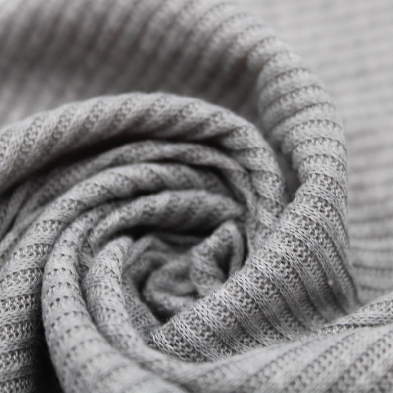 Heather Gray Rib Knit Fabric Ribbing Fabric Sleeves Collar Etsy