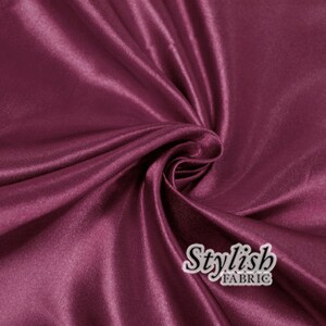 Wine Bridal Wedding Satin Fabric by the yard for Bridesmaid Dress Table Cover Wedding Decoration  - Style 2907