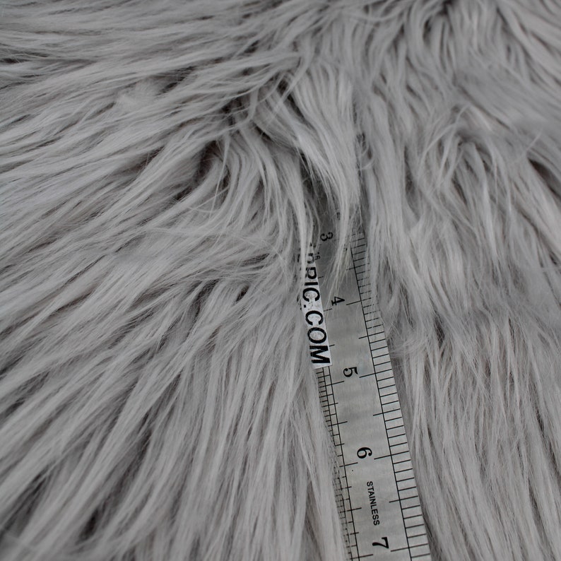 Charcoal Faux Fur Fabric Long Pile Mongolian Style 5000 - Etsy