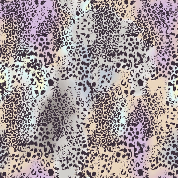 Silver Peach Leopard Pattern Printed French Terry Fabric by the Yard -  Style P-2465-506