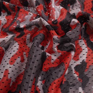 Red Camouflage Football Mesh Poly Stretch Sports Knit Fabric Style 2010 image 2