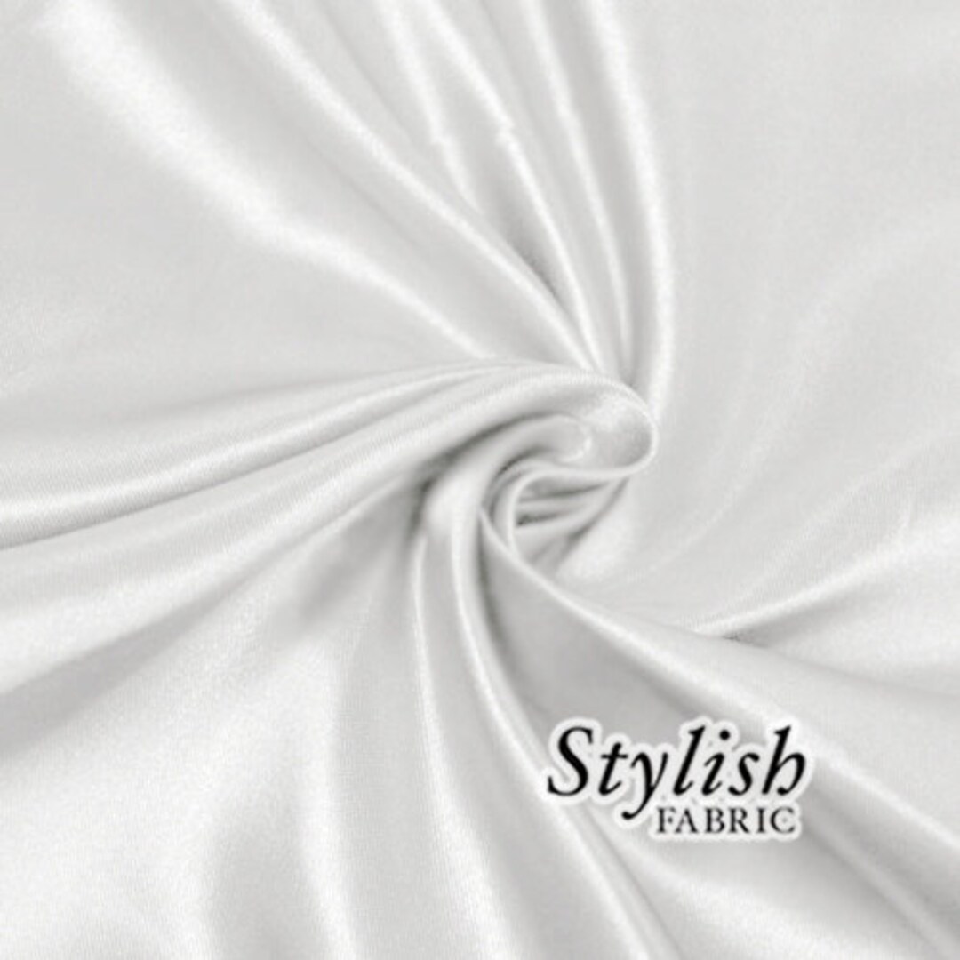 Snow White Bridal Wedding Satin Fabric by the Yard for Bridesmaid Dress ...