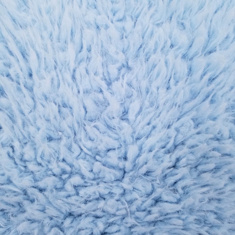 Baby Blue Flokati Curly Faux Fur Cuddly Fabric by the Yard Etsy