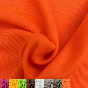 60&quot; 100% Polyester Dimple Sports Mesh Fabric – 2-Way Stretch, Breathable, Anti-Wrinkle (180 GSM). Neon Orange - 2001