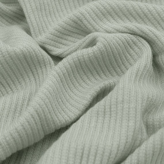 Green Mint Polyester Cotton Spandex 2x1 Rib Knit Fabric by the