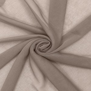 58/60&quot; Taupe Dark Chiffon Matte Jersey Stretch Chiffon Fabric, Drape Chiffon Jersey Fabric- Style 452. Continuous up to 100 yards.