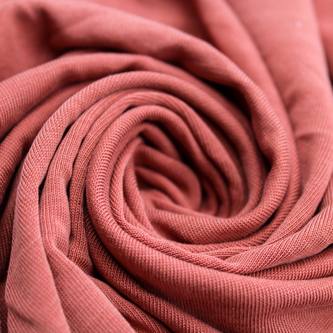 Rust Modal Poly Sand Wash Jersey Cupro Knit Fabric by the Yard Style