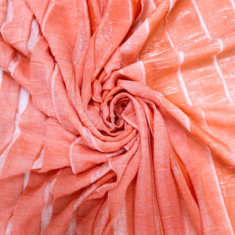 Coral Ruffle Knit Fabric With Silver Foil by the Yard 1 Yard Etsy
