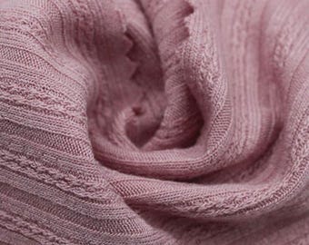 Mauve Rayon Spandex Pointelle Rib Knit Fabric by the Yard- Style 773
