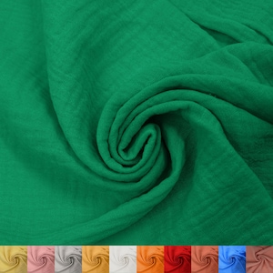 55&quot; Wide-100% Cotton Gauze Fabric by the Yard-130GSM-Breathable and Anti-wrinkle for Sewing, Apparel, and DIY Projects. Kelly Green #795