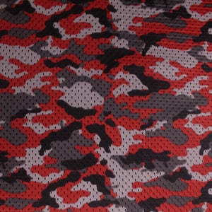 Red Camouflage Football Mesh Poly Stretch Sports Knit Fabric - Style 2010