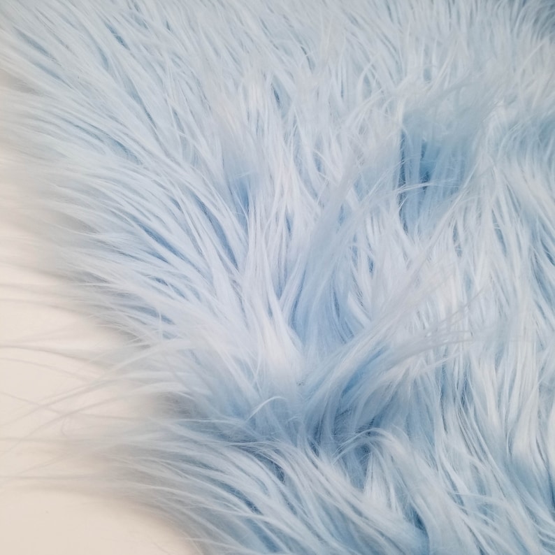 Baby Blue Faux Fur Fabric Long Pile Mongolian Style 5000 Etsy