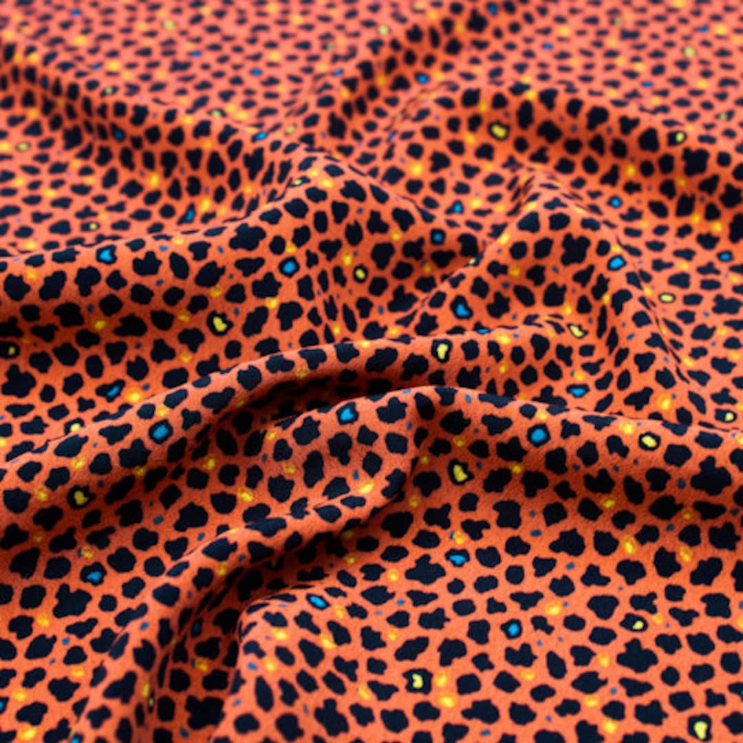 Burnt Orange With Black Cheetah Skin Pattern Printed Poly - Etsy