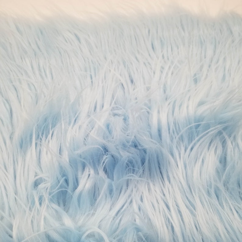 Baby Blue Faux Fur Fabric Long Pile Mongolian Style 5000 Etsy