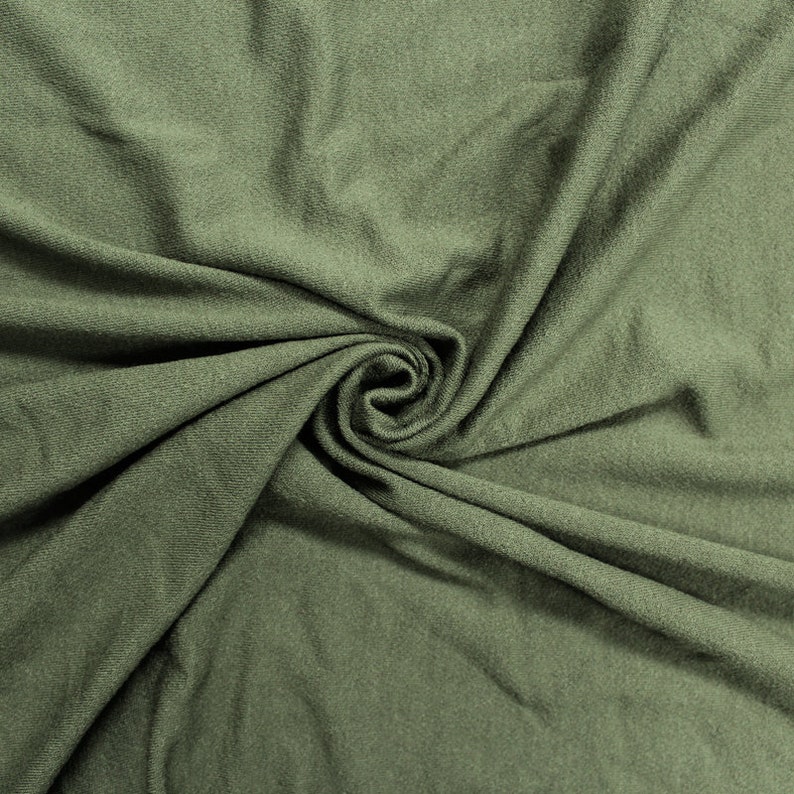 Army Green Crepe Viscose Fabric by the yard 550 image 1