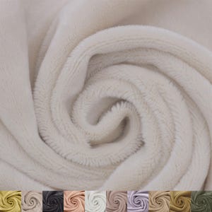 63&quot; Wide French Velour Fabric - (250GSM), Medium-Heavy Weight, 2-Way Stretch Poly Spandex Blend - Soft & Breathable. Cream #823
