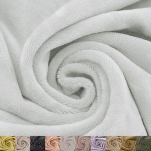 63&quot; Wide French Velour Fabric - (250GSM), Medium-Heavy Weight, 2-Way Stretch Poly Spandex Blend - Soft & Breathable. Mint Light #823