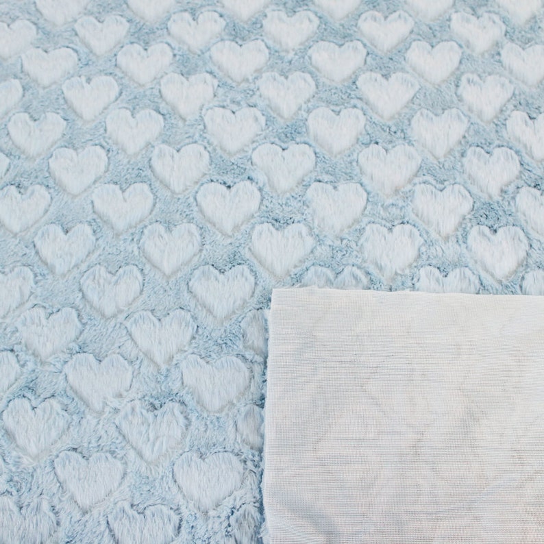 Baby Blue Heart Cuddle Minky Fabric by the Yard for Costume - Etsy