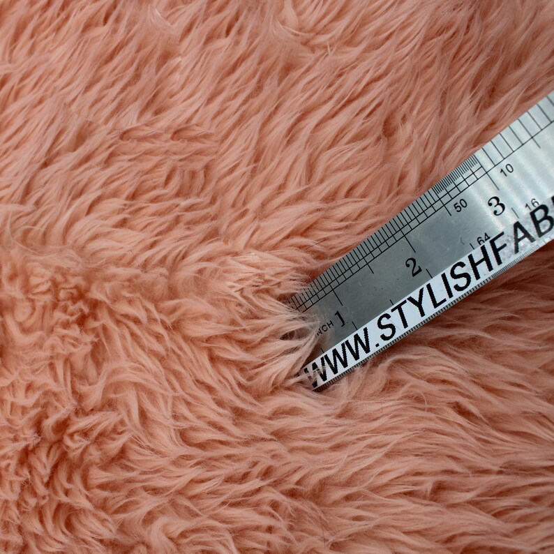 Peach Papaya Pile Luxury Shag Faux Fur Fabric by the yard for | Etsy