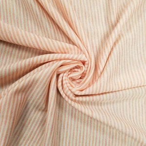 Coral Light French Terry Striped Poly Rayon Spandex Fabric by the Yard- Style 741
