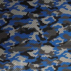 Royal Camouflage Football Mesh Poly Stretch Sports Knit Fabric - Style 2010