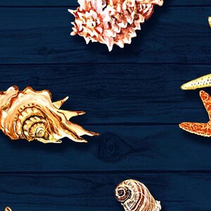 Wood Dock Navy Pattern Printed on 100% Cotton Quilting Fabric By the Yard ( Orange, Yellow, Beige ) - Style CQ-370