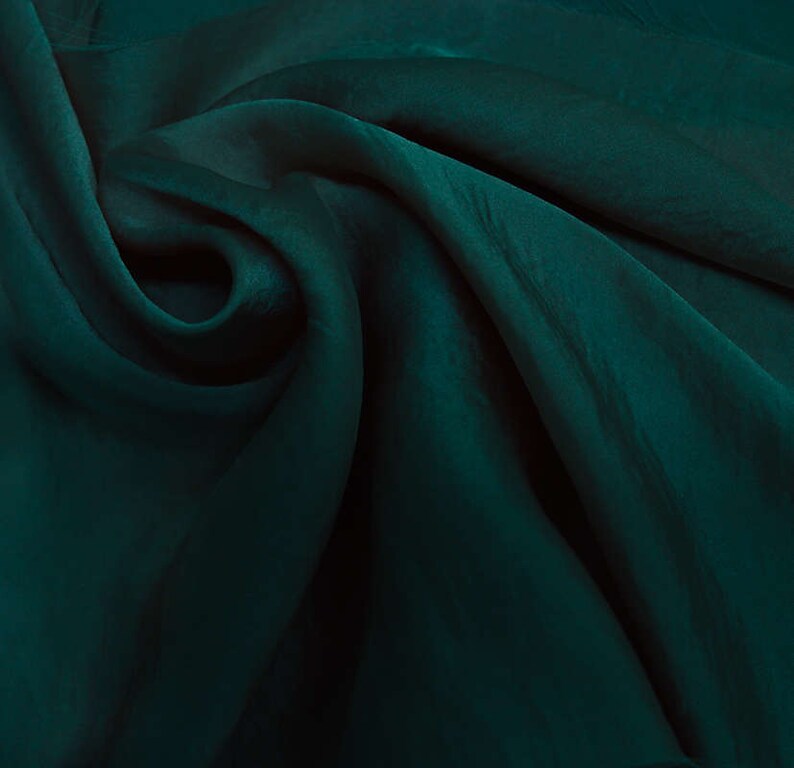 Hunter Green Silky Satin Chiffon Fabric by the Yard Style Etsy