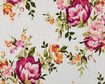 Off White Tangerine Floral Painterly Pattern Print on Poly Spandex Fabric  by the Yard- Style P-632-751