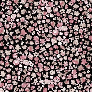 Black Coral Ditsy Floral Pattern Printed 55&quot; Light-Weight Rayon Challis Fabric by the Yard - Style P-2535-698