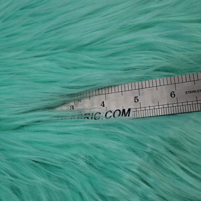 Green Mint Faux Fur Fabric Long Pile Mongolian 1 Yard Style | Etsy