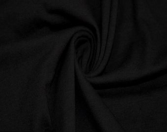 60 po. de large, 7 oz, coton lycra peigné, extensible dans les 4 sens (130 g/m²), tissu léger, respirant et anti-rides par mètre. Noir n° 477