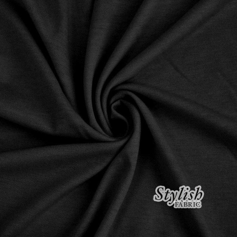 Black French Terry Spandex Fabric by the yard Style 506 image 1
