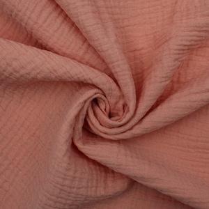 55&quot; Wide-100% Cotton Gauze Fabric by the Yard-130GSM-Breathable and Anti-wrinkle for Sewing, Apparel, and DIY Projects. Peach Papaya #795
